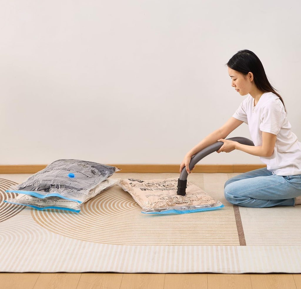 SpaceZip Vacuum Storage Bags - 5 Large Reusable Compression Bags with Hand Pump