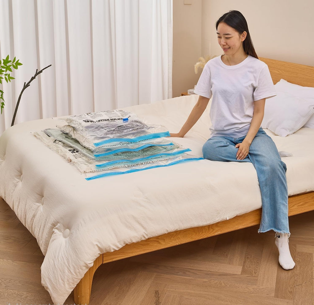 SpaceZip Vacuum Storage Bags - 5 Large Reusable Compression Bags with Hand Pump