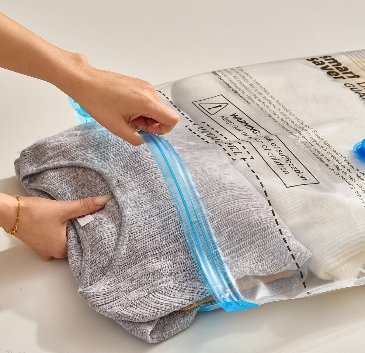SpaceZip Vacuum Storage Bags - 5 Large Reusable Compression Bags with Hand Pump